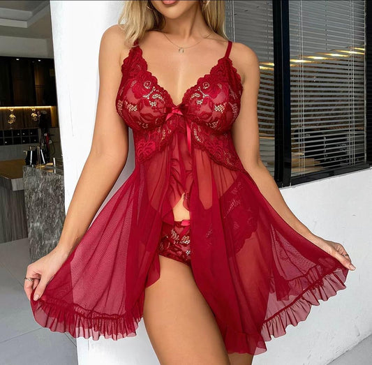 Babydoll Rouge Dentelle